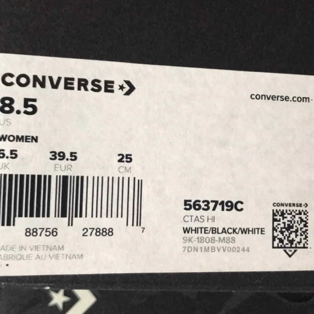 Conv&Miley Ctas HI White Black Stars✨W AUTHENTIC - Picture 8 of 8